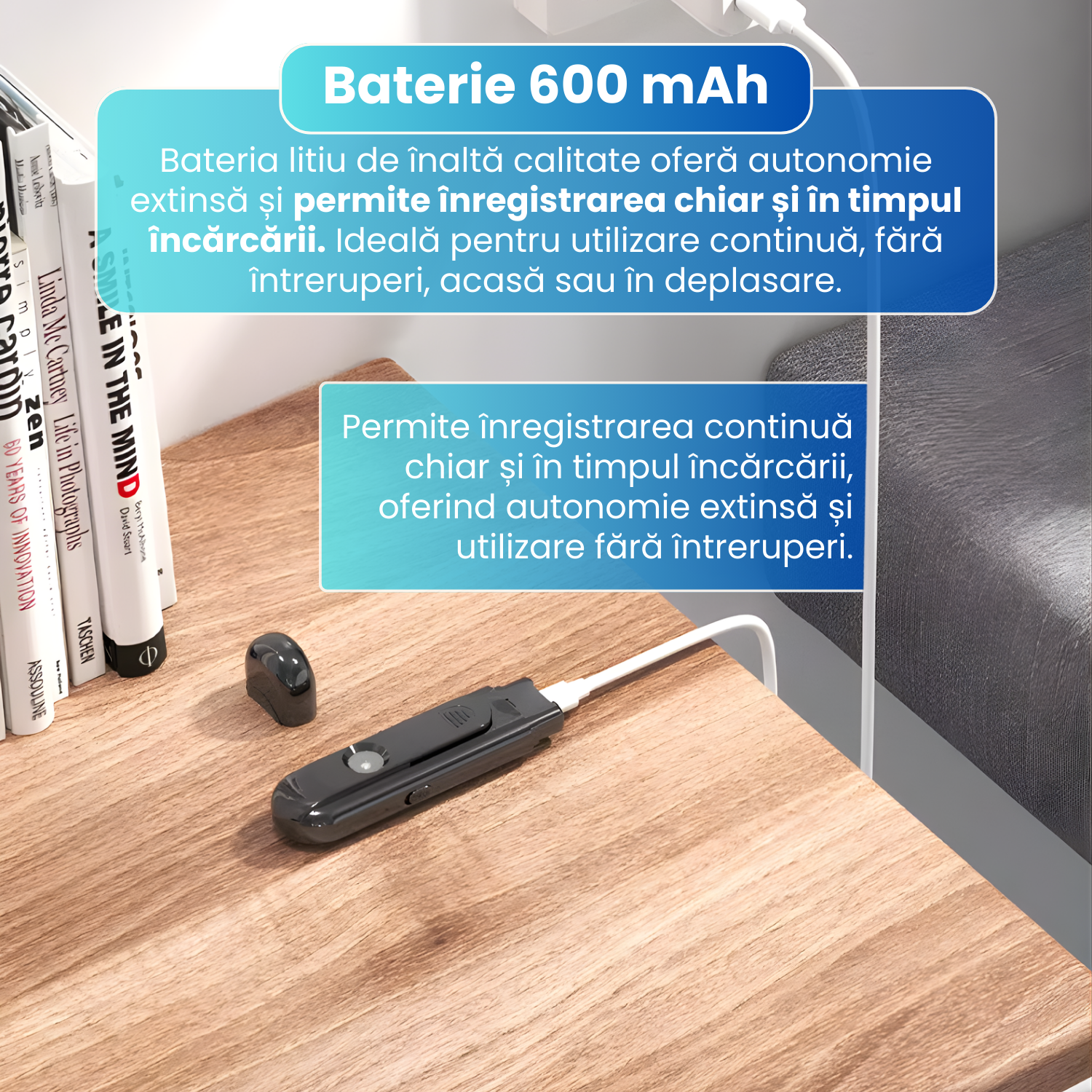 Camera video portabila, M2, Full HD 1080P, unghi larg 180°, vedere pe timp de noapte, detectare miscare, adsorbtie magnetica, clip rotativ, baterie 600mAh, negru
