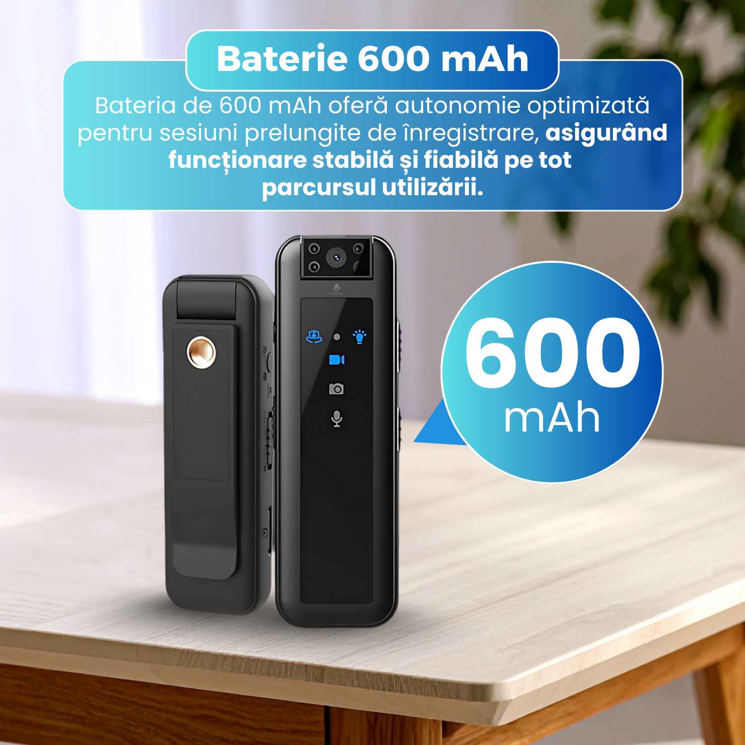 RESIGILAT - Camera video corporala, body cam full HD, 12 MP ,  baterie 600mAh, inregistrare continua