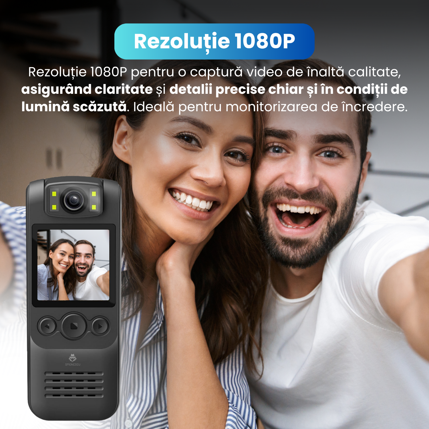 RESIGILAT - Camera video corporala, body cam 1080P, WiFi HotSpot, baterie 1300 mAh, unghi larg de 18
