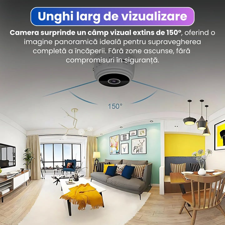 Mini camera magnetica cu picior, HotSpot WiFi, 1080P, vedere nocturna, detectare miscare, unghi larg 150°, corp metalic, baterie 1500 mAh, suport card microSD, control din aplicatie