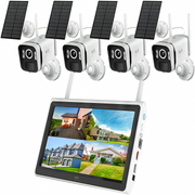 Kit complet cu 4 camere video de supraveghere,WIFI, 4k, capacitate baterie 9000mAh, NVR 10 canale, c