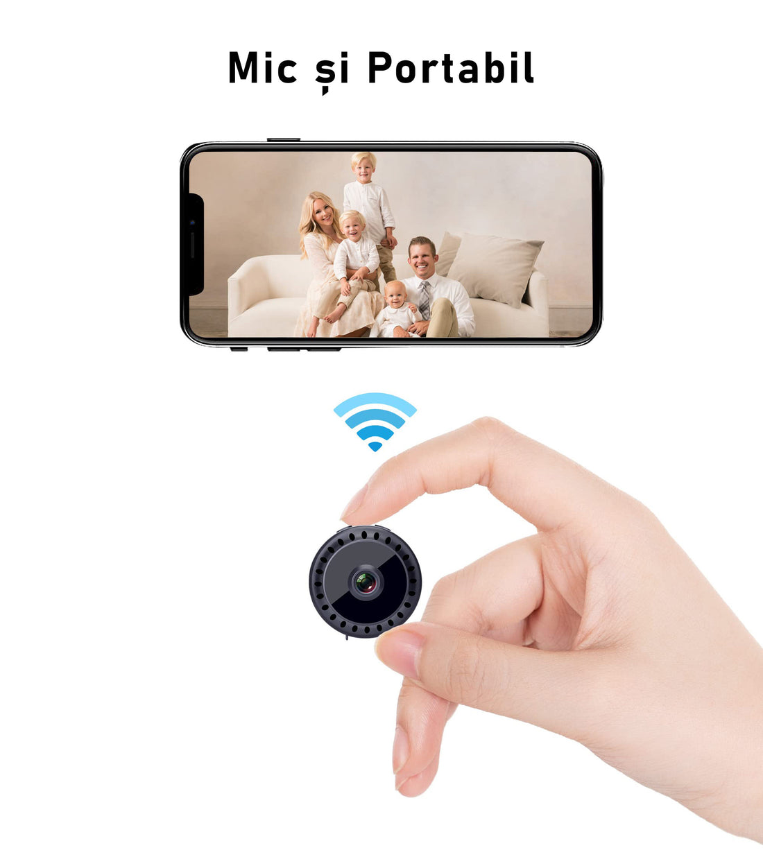 Mini camera ascunsa magnetica, WiFi, Full HD, night vision, unghi 90° - WD15