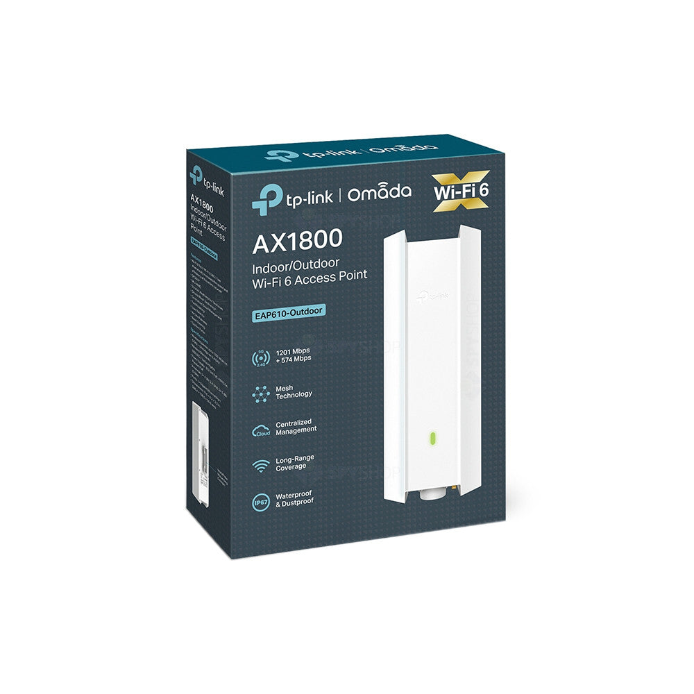 Access point wireless Gigabit Dual-Band TP-Link Omada EAP610-OUTDOOR, 2.4GHz/5GHz, 1775 Mbps, WiFi6, PoE, exterior