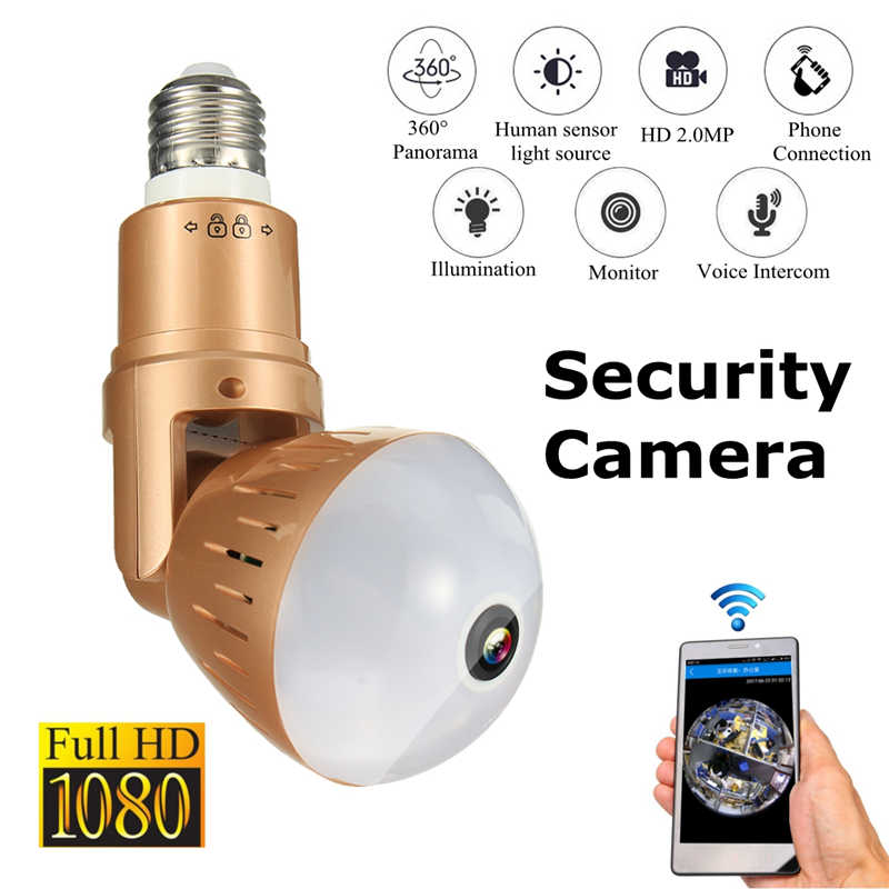 Bec cu camera ascunsa WiFi, HD, night vision, unghi 90° si senzor de miscare