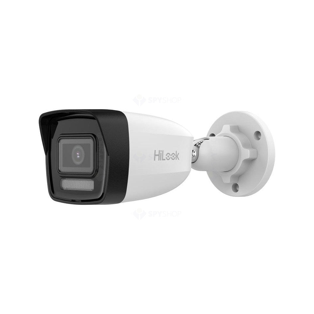 Camera supraveghere IP exterior cu iluminare duala Hikvision HiLook Smart Hybrid Light IPC-B140HA-LU, 4 MP, 2.8 mm, IR / lumina alba 30 m, microfon, detectie persoane/vehicule, PoE