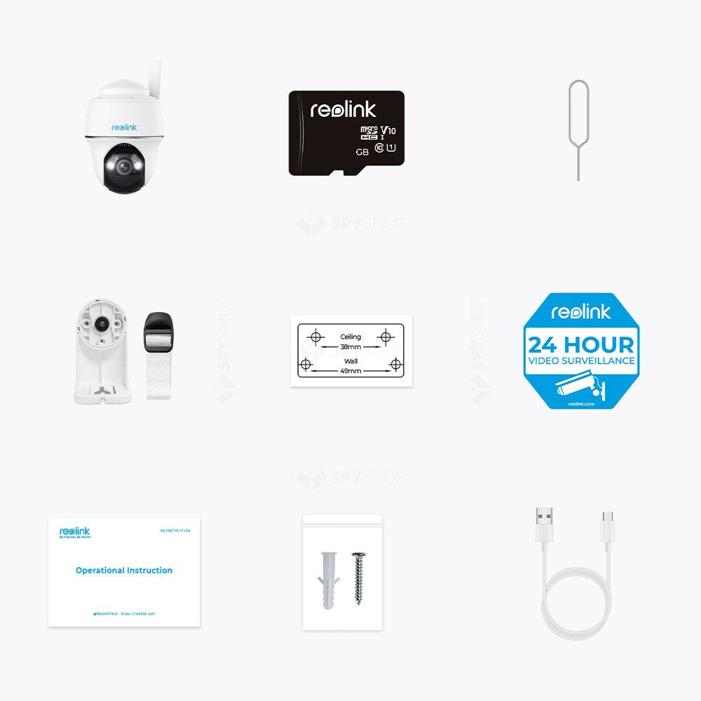 Camera supraveghere GSM 4G rotativa Speed Dome Reolink Go PT Plus G430, 5 MP, microfon si difuzor, IR 10 m, PIR, slot card, zoom digital 10x, acumulator 6000 mAh