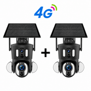 Pachet 2x Cameră Supraveghere 4G Q32 cu Panou Solar – PTZ 360°, 4MP, detectare AI, night vision color