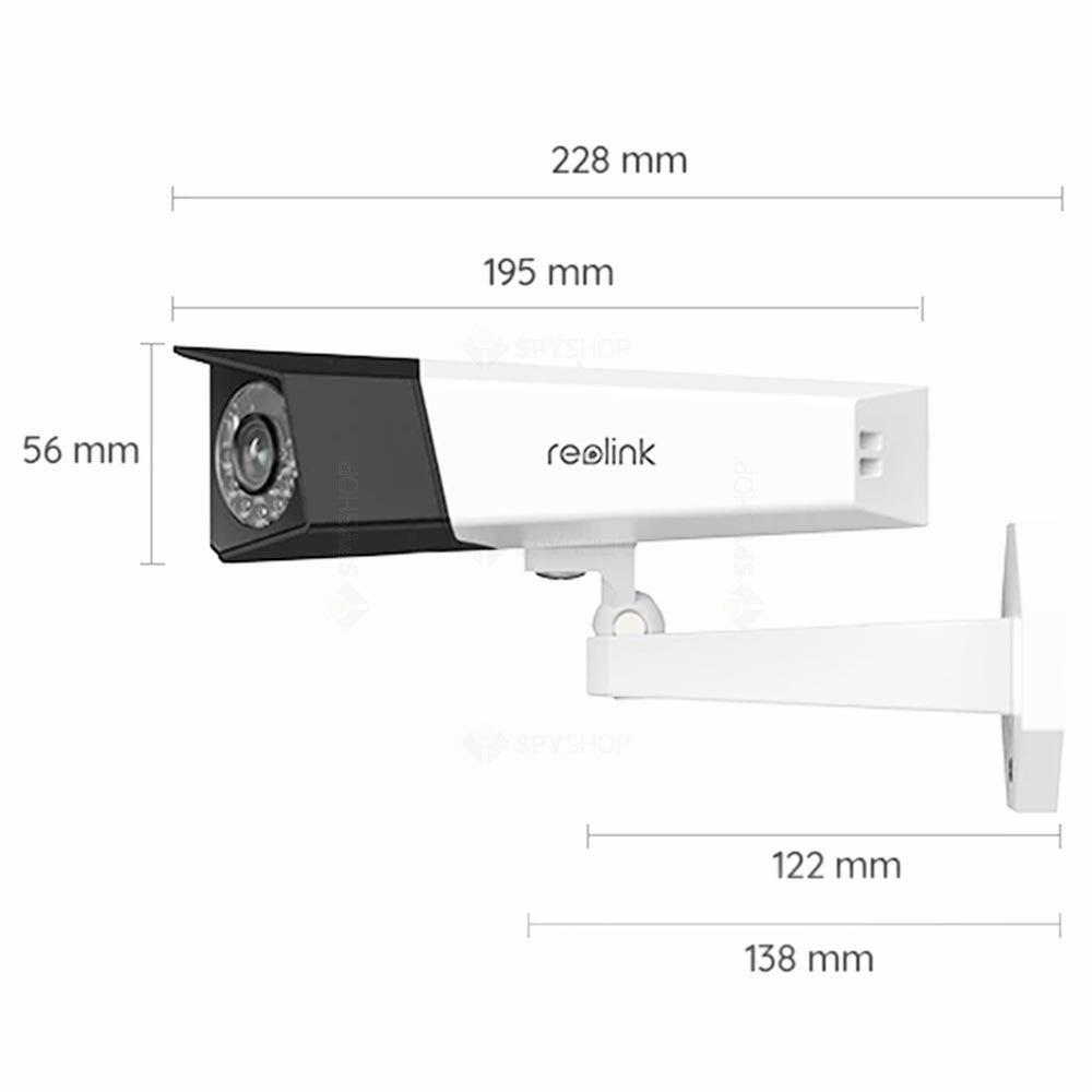 Camera supraveghere IP exterior Reolink Duo 2 P730 PoE, 8MP, unghi vizual 180 grade, slot card, lumina alba/IR 30 m, detectie oameni/vehicule, microfon, difuzor