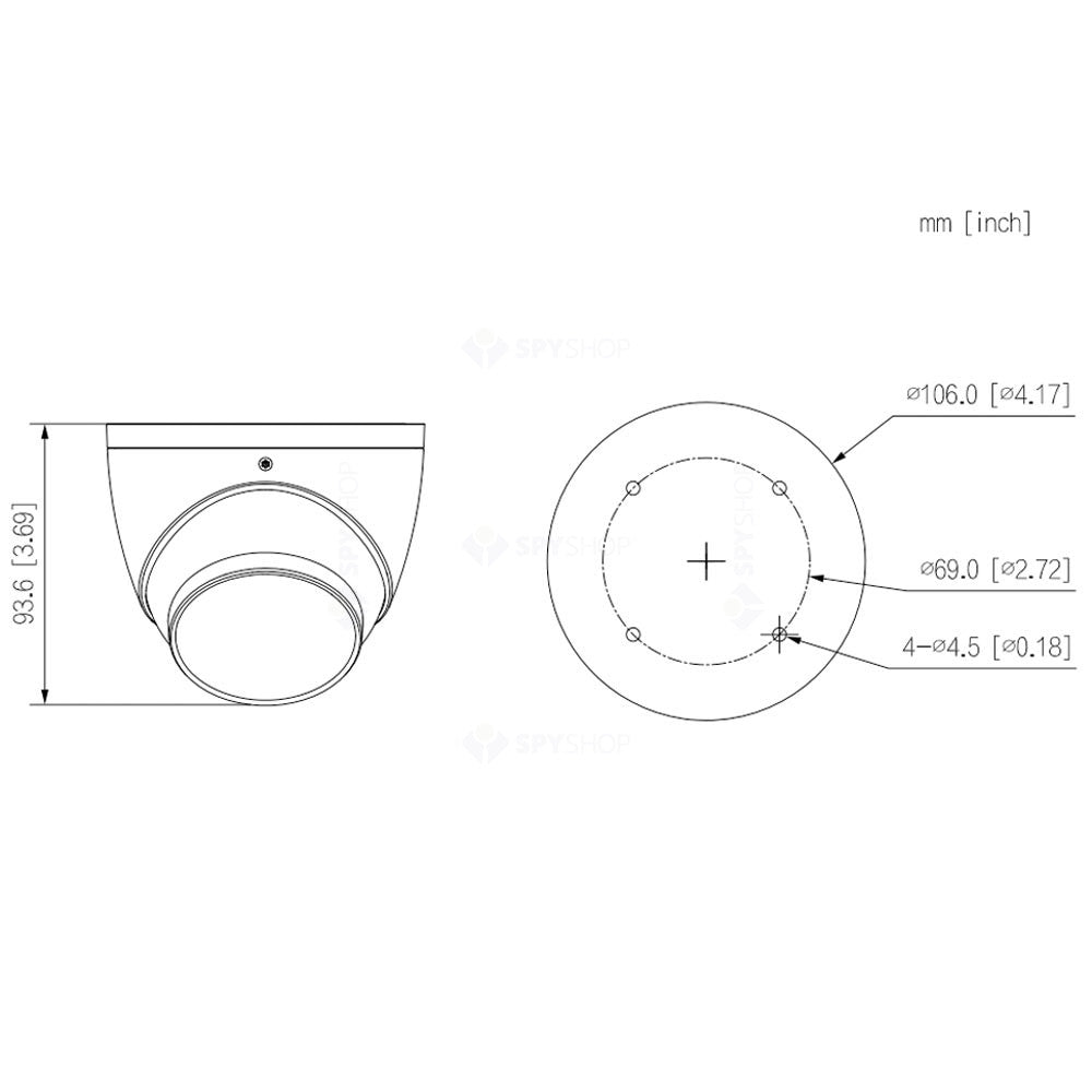 Camera supraveghere Dome Dahua Full Color HAC-HDW1809T-A-LED-0280B, 8 MP, lumina alba 40 m, 2.8 mm, microfon