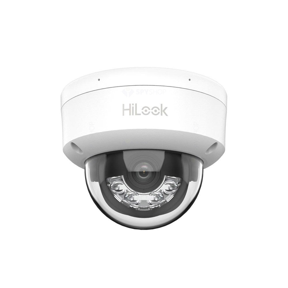 Camera supraveghere IP Dome cu iluminare duala Hikvision HiLook IPC-D120HA-LUC, 2MP, 2.8 mm, IR 20 m, lumina alba 15 m, microfon, PoE