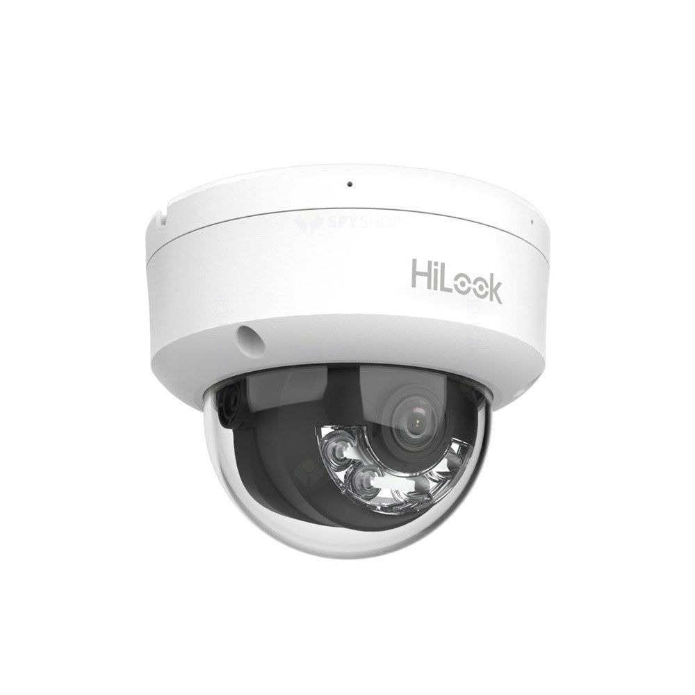Camera supraveghere IP Dome cu iluminare duala Hikvision HiLook IPC-D120HA-LUC, 2MP, 2.8 mm, IR 20 m, lumina alba 15 m, microfon, PoE