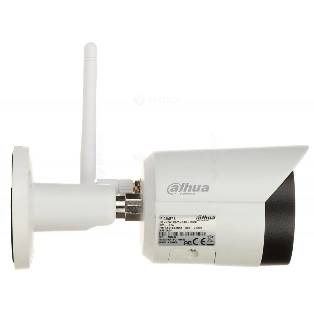 Camera supraveghere wireless IP WiFi Dahua IPC-HFW1230DS-SAW-0280B, 2 MP, IR 30 m, 2.8 mm, microfon, slot card
