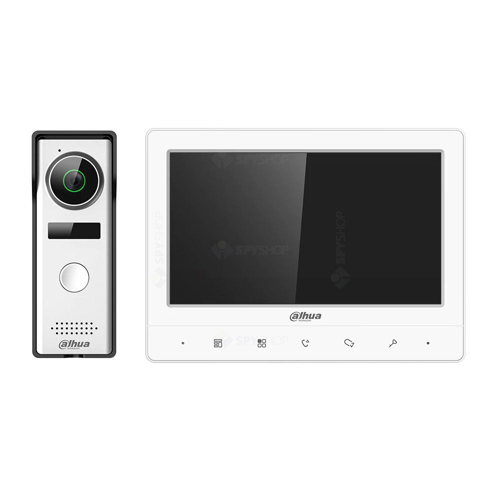 Kit videointerfon Dahua Eco Series KTA02, 1.3 MP, 1 familie, auto IR, aparent, 7 inch