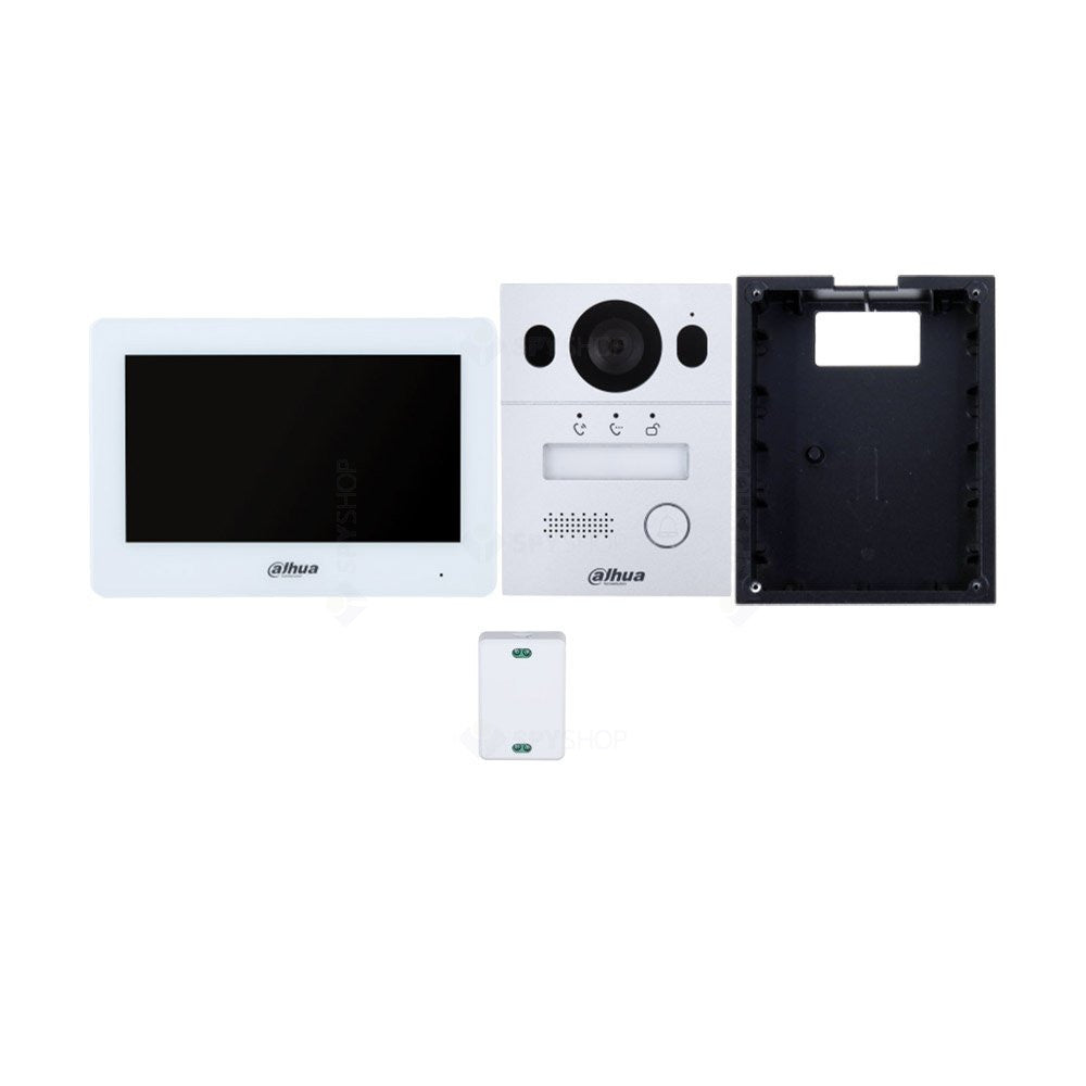 Kit videointerfon pe doua fire WiFi Dahua KTX01(F), 2 MP, 7 inch, 2.4 GHz, 2 fire,slot card