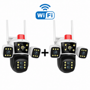 Pachet 2x Cameră Supraveghere WiFi P8 cu 3 Lentile – Panoramică, vedere nocturnă, audio bidirecțional