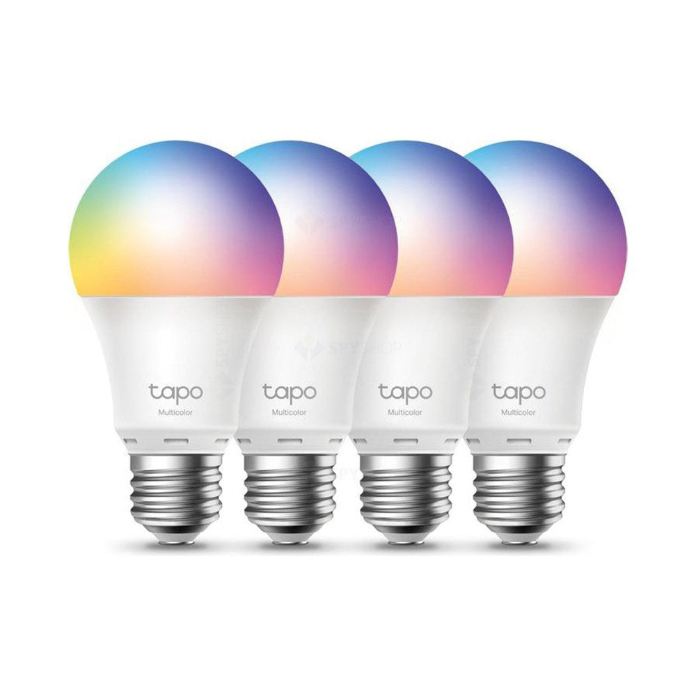 Pachet 4 becuri LED smart WiFi TP-Link TAPO L530E(4-PACK), 2.4 GHz, 806 lumeni, 60 W, 2500-6500 K, multicolor, control din aplicatie
