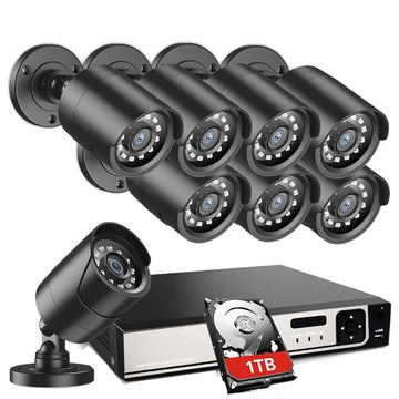 Kit supraveghere video interior si exterior 8 canale ,5 MP, 8 camere CCTV,Vizionare in timp real pe aplicatie, Smart Playback, Alerta instantanee prin e-mail cu imagini, 1TB Hard inclus