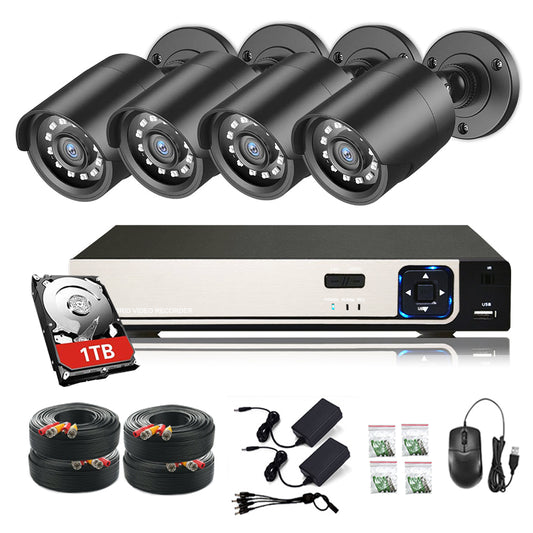 Kit supraveghere video interior si exterior 4 canale ,5 MP, 4 camere CCTV,Vizionare in timp real pe aplicatie, Smart Playback, Alerta instantanee prin e-mail cu imagini, 1TB Hard inclus