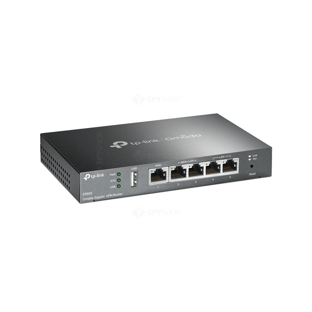 Router Gigabit TP-Link Omada ER605 V2, VPN, 10/100/1000Mbps, 3 porturi LAN, 2 porturi WAN , 940 Mbps