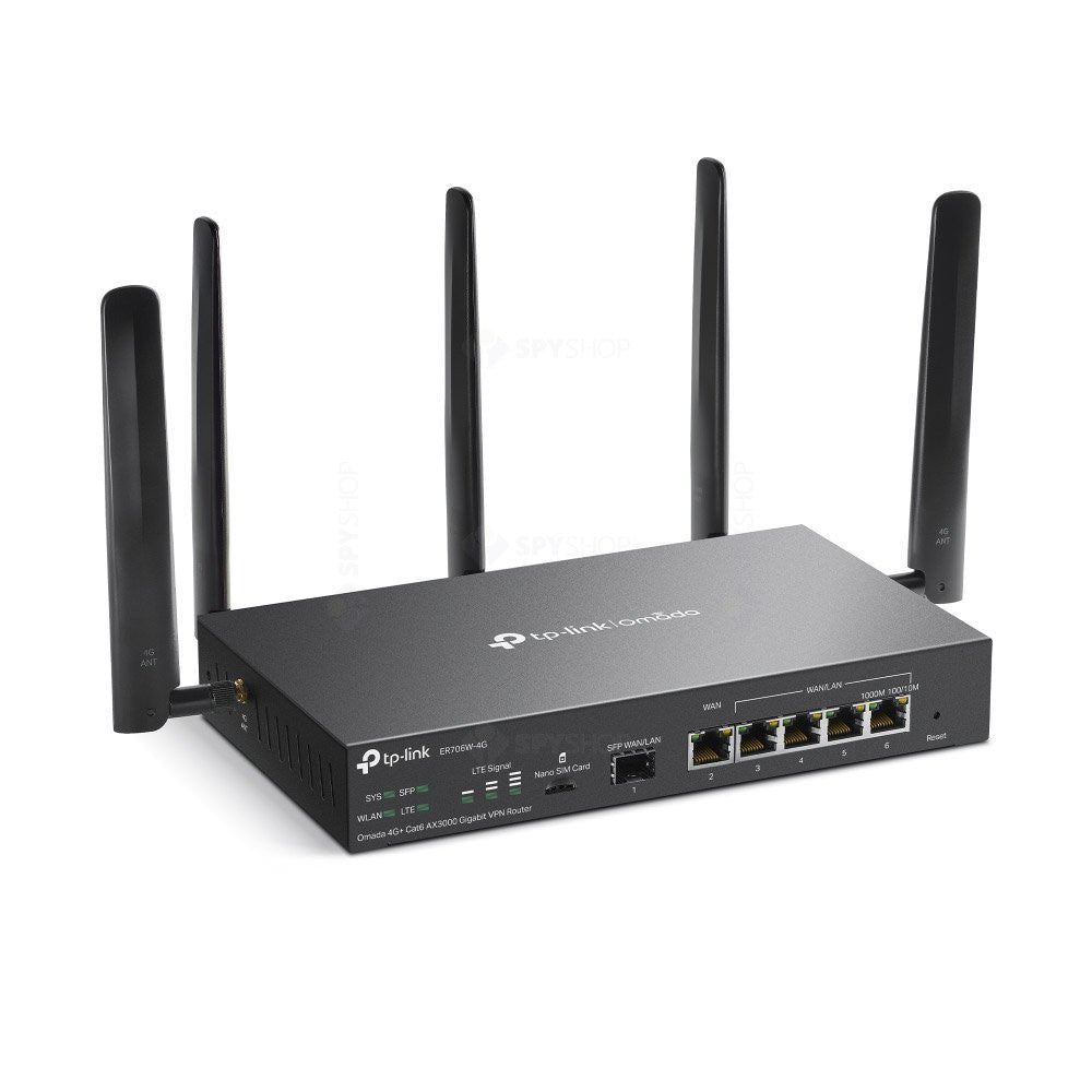 Router VPN 4G+Cat6 dual band TP-Link ER706W-4G, WiFi 6, 2.4/5 GHz, 2404 Mbps, VPN, Omada, Mu-Mimo