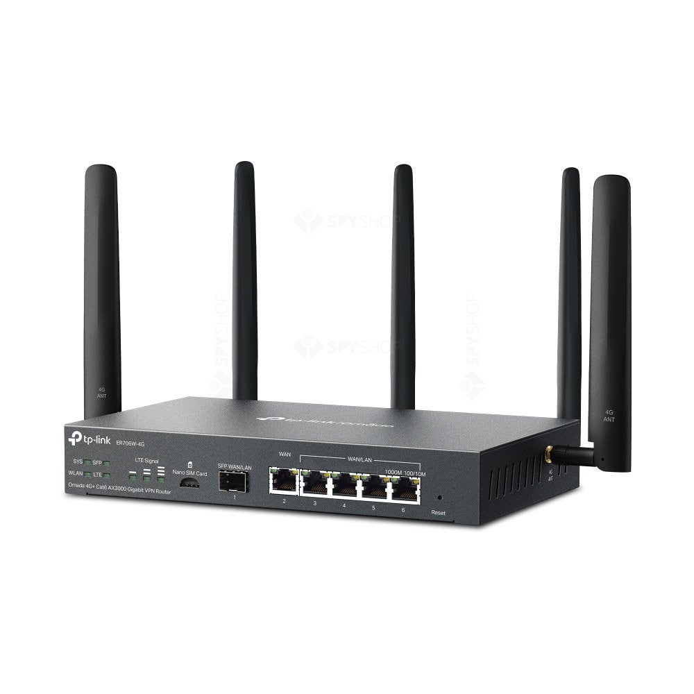 Router VPN 4G+Cat6 dual band TP-Link ER706W-4G, WiFi 6, 2.4/5 GHz, 2404 Mbps, VPN, Omada, Mu-Mimo