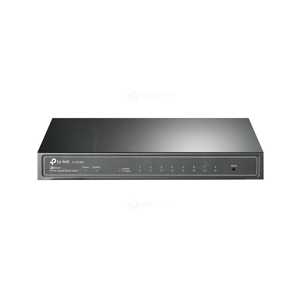 Switch cu 8 porturi Gigabit TP-Link JetStream TL-SG2008, 16 Gbps, 11.90 Mpps, 8000 MAC, Omada SDN, cu management