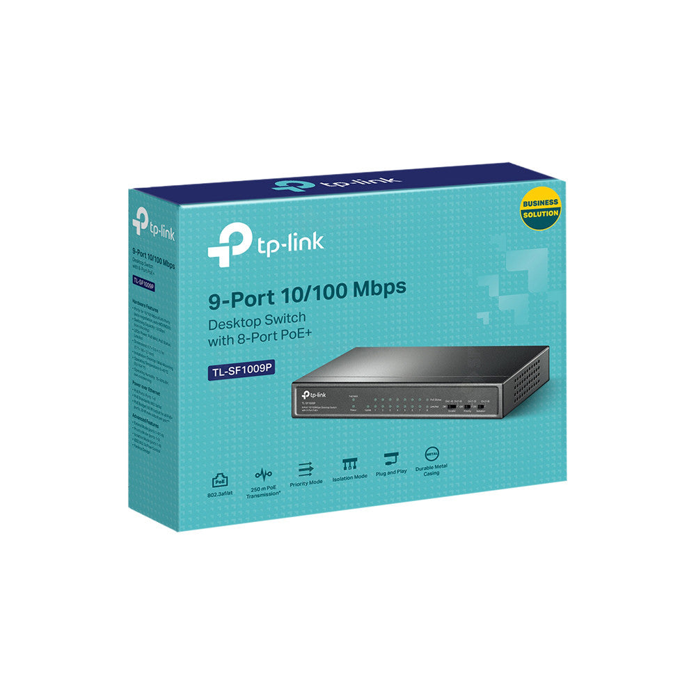 Switch cu 9 porturi TP-Link Omada TL-SF1009P, 10/100 Mbps, 1.6 Gbps, PoE+, fara management