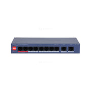 Switch PoE cu 10 porturi Dahua DH-CS4010-8ET2GT-110, buget 90 W, 2xGigabit uplink, 5.6 Gbps, 4.17 Mpps, Layer 2, cu management