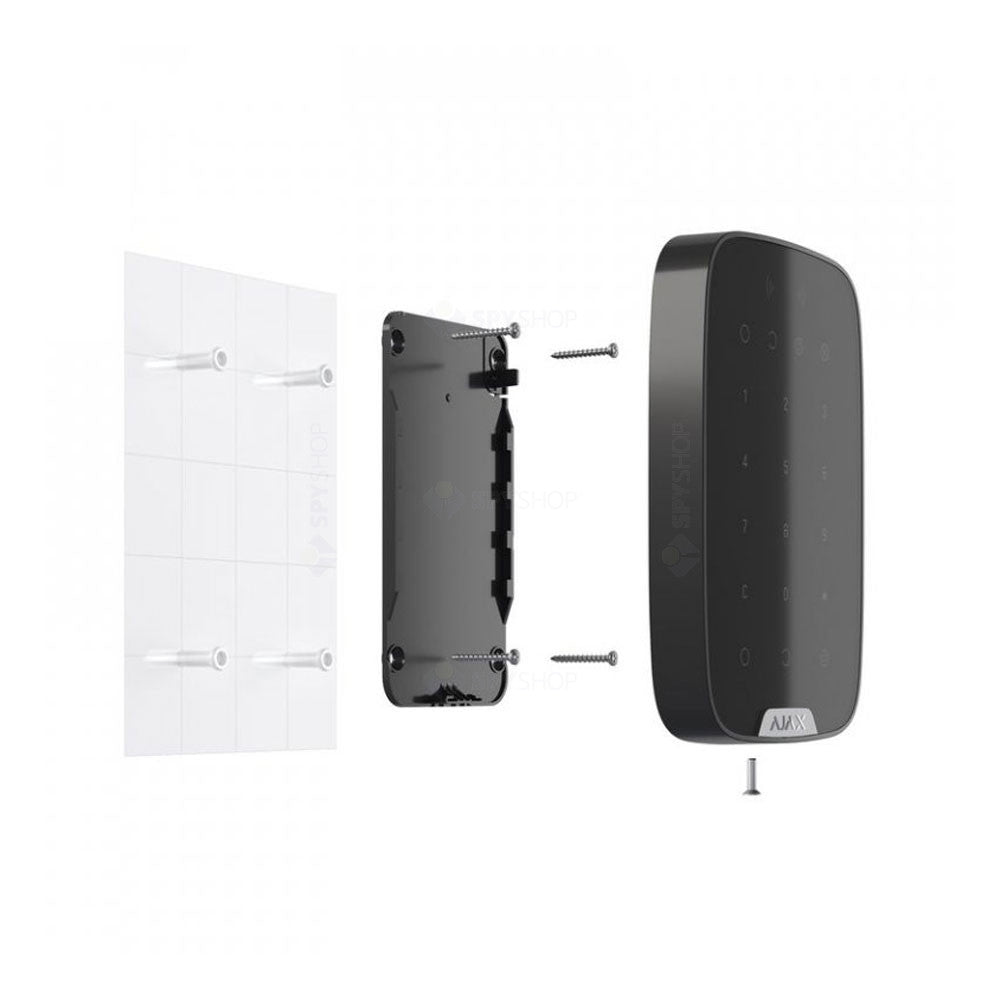 Tastatura touch LED wireless cu cititor de proximitate Ajax KeyPad Plus BL, 868 MHz, RF 1700 m, negru